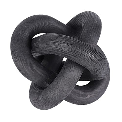 Jlong Wood Knot Decor Chain Link Modern Farmhouse Boho Coffee Table Accent - color: Black