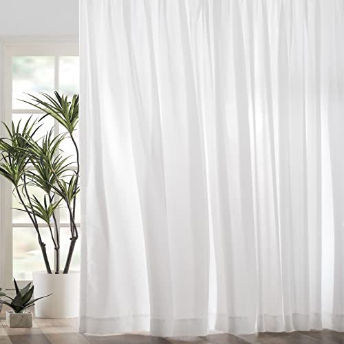White Pinch Pleated Window Sheer Curtains 100 Inches Long 2 Panels, Luxury Velvet Soft Touch Opaque Privacy, Gently Filter Light But Not-See-Through Window Sheer Panels Drapes,42"W x 100"L x2 - color: White, size: 42"W x 100"L (Pack of 2)