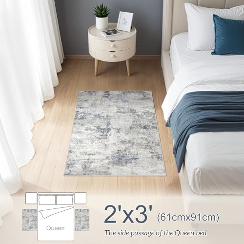 DMOYEST 2x3 Small Area Rug Washable Entryway Rugs Abstract Carpet - color: Grey Blue, size: 2' x 3' (Rectangular)