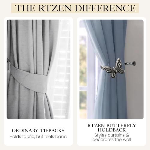 RTZEN Metal Curtain Tiebacks, Drapery Holders for Wall, 2 Pcs - size: Medium, style: Butterfly - BZ