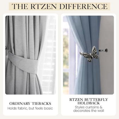 RTZEN Metal Curtain Tiebacks, Drapery Holders for Wall, 2 Pcs - size: Medium, style: Butterfly - BZ