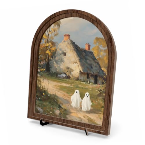 Halloween Ghosts Arched Wood Tabletop Decor, Vintage Farmhouse Wall Art - color: Color 11
