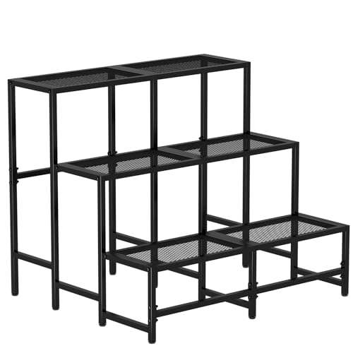 Garden 4 you 3-Tier Large Metal Plant Stand, Indoor/Outdoor Display Rack - color: Black, size: StyleA-27.5"L x 23.6"W x 23.6"H