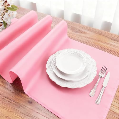 FOLINS&HOME 2 Pack Pink Waterproof Table Runner 108 Inches Long - color: Pink, size: 12" x 108" (2 Pcs)