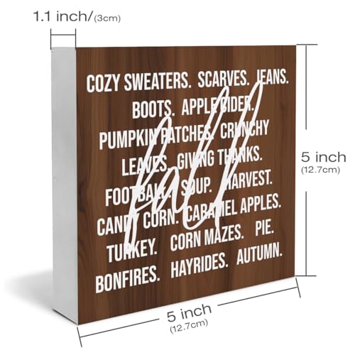Fall Decor Autumn Wooden Box Sign Fall Farmhouse Decorations Rustic Home Desk Shelf Tabletop Decor 5 x 5 Inches - color: Multicolor Boots