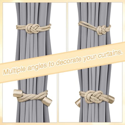 Queekay 2 Pcs Magnetic Curtain Tiebacks, 2 Style Holders, Platinum - color: Platinum
