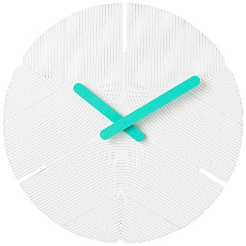 Stephanie Imports Modern Minimalist Hiding White & Teal Green Silent Wall Clock - color: Hiding White & Teal Green