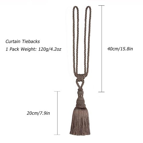 BEL AVENIR 2 Pack Curtain Tiebacks Tassel Drapery Tie-Backs Rope Holdbacks - color: Flaxen, size: 2 Pack