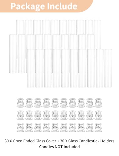 NUPTIO Hurricane Glass Candle Holders Bulk for Wedding - 12.6" H Set of 30