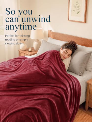Utopia Bedding Soft Fleece Bed Blanket Throw Size Burgundy (50x60 Inch) - color: Burgundy, size: Throw (50x60 Inch)