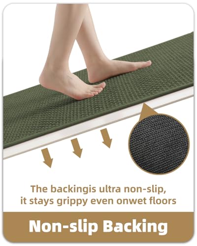 Color&Geometry Green 30x17 Waffle Bath Mat, Rubber Non Slip Bathroom Rug - color: Green, size: 17"x30"