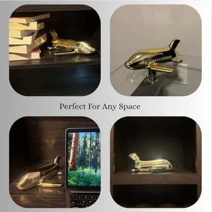 Iris Ceramic Plane Sculpture Gold, Modern Aesthetic for Office Display Home Decor, Living Room, Bedroom Bookshelf, Coffee Table Decor, Bathroom Shelves, New House Essentials, Figurines