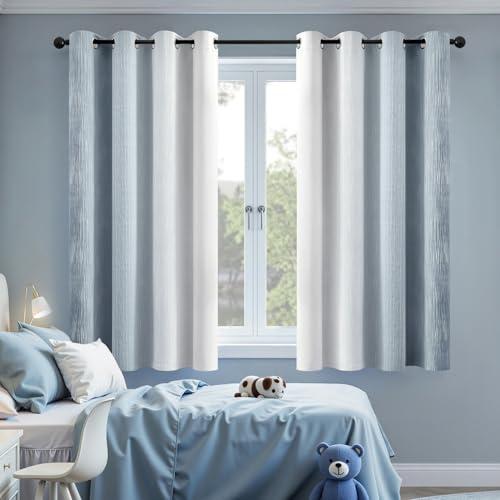 MIULEE Chambray Blue and Greyish White Ombre Blackout Curtains 52Wx54L - color: Chambray Blue and Greyish White, size: 52"W x 54"L (Pack of 2)