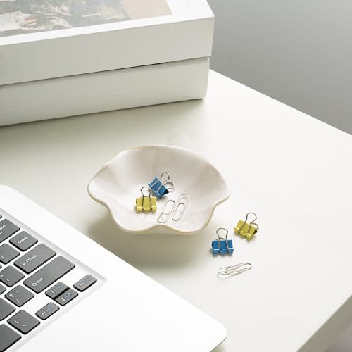 Ceramic Ring Dish, Jewelry Trinket Tray for Rings and Earrings - color: White Surface