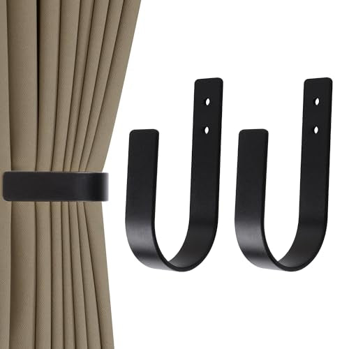 Groleca 2 Pack Curtain Holdbacks Curtain Tiebacks Wall Mount, Black - color: Black