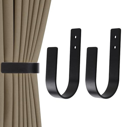 Groleca 2 Pack Curtain Holdbacks Curtain Tiebacks Wall Mount, Black - color: Black
