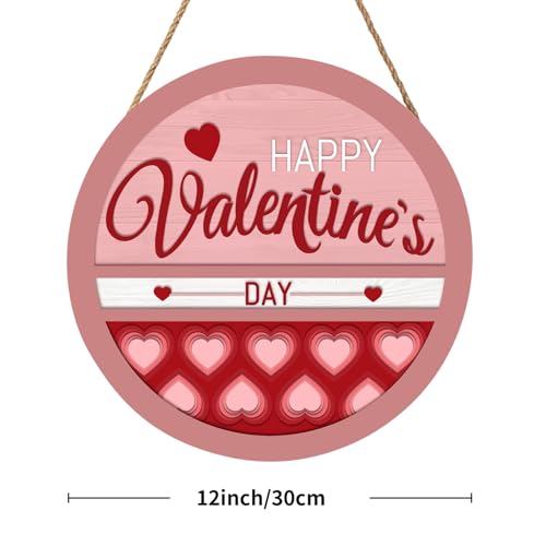 Happy Valentine's Day Welcome Door Sign 12”x12” Valentines Day Decorations Door Hanger Rustic Wooden Hanging Wall Plaque Sign Valentine Wreaths for Front Door Porch Farmhouse Housewarming - color: Happy Valentine's Day