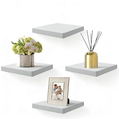 Small Floating Shelves for Wall Set of 4, 8 Inch Square Shelves,Grey - color: Grey, size: 8 Inch-4Pcs
