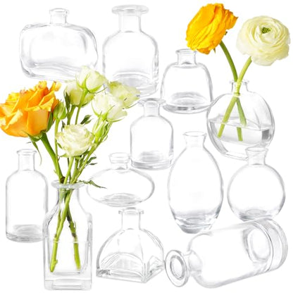 Bud Vases Set of 12, Clear Glass Bud Vase in Bulk, Small Vases - color: Clear Set of 12