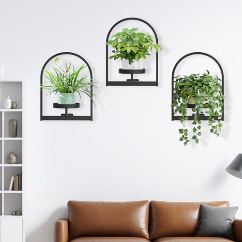 3 Pack Wall Plant Holders, Metal Window Planters Shelves, Black - color: Black 3 Pack