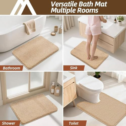 COSYHOMEER Extra Thick Bath Rugs for Bathroom Non Slip Bath Mat 24x36 Beige - color: Beige, size: 2' X 3' (Rectangular)