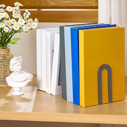 Chunful 6 Pcs Gray Metal BookEnds Shelves, 5.5 x 3.75 x 2.25 in - color: Gray, size: 5.5*3.75*2.25inch