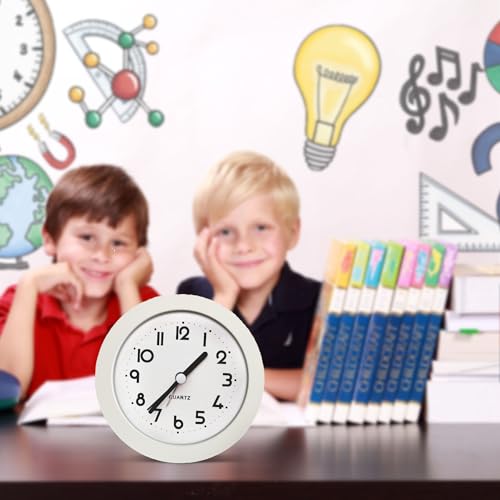 HIQU and HIST Alarm Clock with Backlight, 4 Inches White Desk Clock (White) - color: White