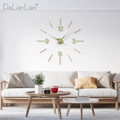 DIY Wall Clock, 3D Mirror Effect, Adjustable up to 65 in, Gold - color: Gold