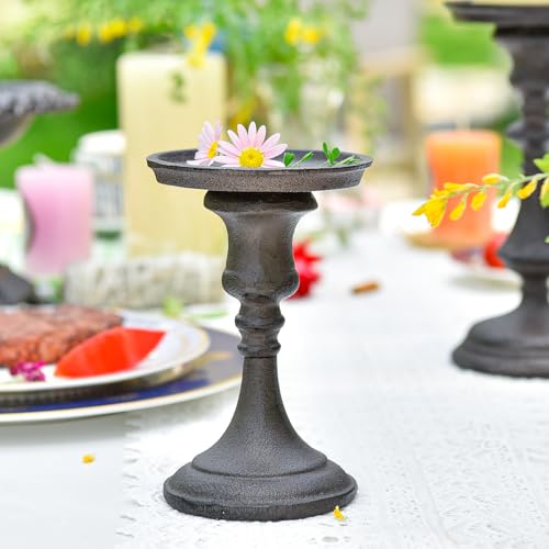 Sungmor Rustic Cast Iron Pillar Candle Holder, 5.9 Inches Tall - color: Small - 5.9inch Tall