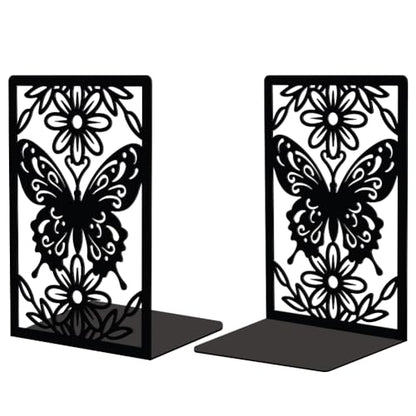Peacoblue 5.3"x4.3"x7.9" Metal Bookends, Heavy Duty Book Ends for Shelves - color: Butterfly
