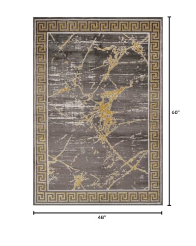GLORY RUGS Area Rugs Marble 4x5 Brown Gold Carpet Modern Abstract Rug Living Room Dining Bedroom Rug - color: Brown Gold, size: 4' x 5' (Rectangular)