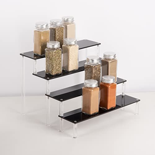 Acrylic Stands for Display,4 Tier Black Cupcakes Perfumes Figurines Display Stand Risers Shelf for Decoration and Organizer - size: 4 tier