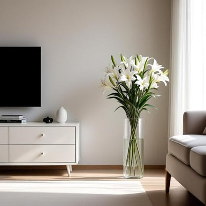 CYS EXCEL Cylinder Clear Glass Vase (H:20" D:6") | Multiple Size Choices Glass Flower Vase Centerpieces | Hurricane Floating Candle Holder Vase - size: H-20" D-6"