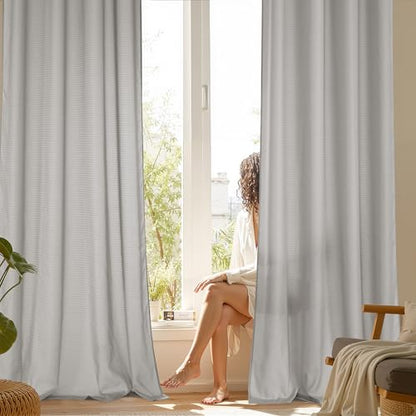 NICETOWN Semi Sheer Curtains 84 Inch Length 2 Panels Set for Living Room - color: Silver Grey, size: 52"W x 84"L (Pack of 2)