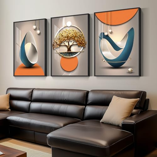 Large Framed Modern Luxury Wall Art for Living Room, 3 Piece 24x36 In - color: Bright, size: 24" W x 36" H x 3 pieces
