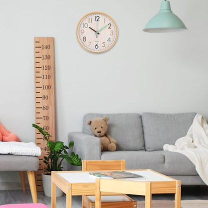 Qunclay Boho Classroom Wall Clock Colorful Fun 8 Inch Silent Non-Ticking