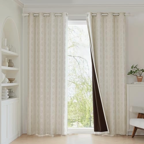 100% Blackout Taupe Boho Curtains, 72 Inches, 2 Panels for Bedroom - color: Taupe, size: 52"W x 72"L (Pack of 2)