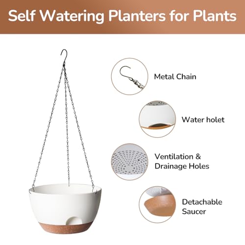 Hanging Planter, 12 Inch, White - color: White, size: 12 Inch