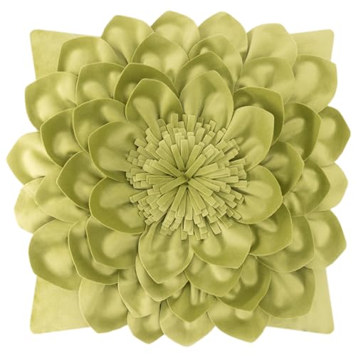 OiseauVoler Decorative 3D Flower Throw Pillow Covers Handmade Pillowcases for Sofa Bed Home Room Decor 18 x 18 Inch Green - color: Bananagreen