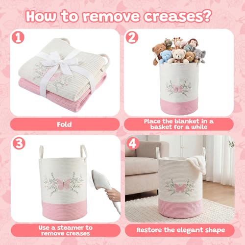 Honeydak Pink Butterfly Laundry Basket Hamper Coquette Laundry Basket - style: Butterfly
