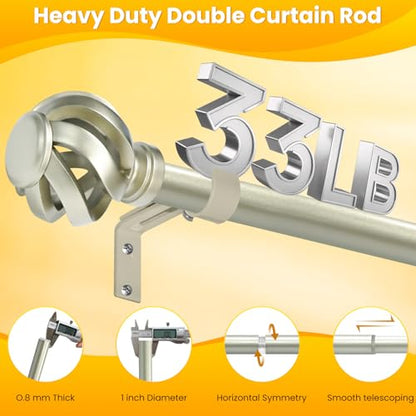 Ycolnaefllr Nickel Twisted Cage Curtain Rod, Heavy Duty Adjustable 48-84" - color: Brushed Nickel, size: 16-96"