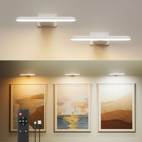 Picture Lights for Wall Rechargeable, Picture Frame Lights, Dartboard light - color: White, size: 2 PACK
