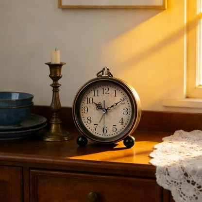 5'' Vintage Alarm Clock, Silent Non-Ticking Battery Operated