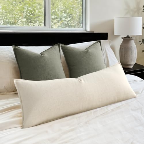 MIULEE Decorative Thick Textured Lumbar Pillow Cover 14x36 in Natural Beige - color: Natural Beige, size: 36" x 14" (Pack of 1)