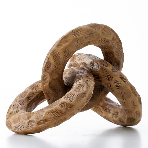 3-Link Rustic Wood Look Chain Knot – Hand-Carved Resin Wooden Ring Décor