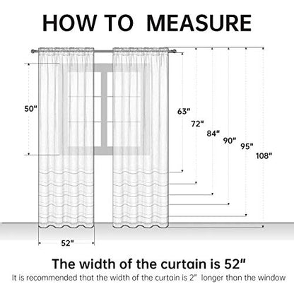 SpaceDresser Basic Rod Pocket Sheer Voile Window Curtain Panels White 1 Pair 2 Panels 52 Width 84 Inch Long for Kitchen Bedroom Children Living Room Yard(White,52 W x 84 L) - color: White, size: 52"W x 84"L (Pack of 2)