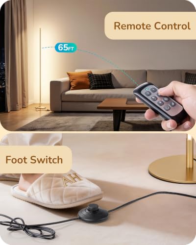 EDISHINE 2 Pack 57.5” Corner Lamp with Remote, 7 CCT Adjustable & Dimmable - color: Gold