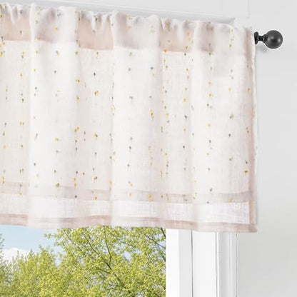 jinchan Kitchen Valance Curtain Double Layers, 50x16, 1 Panel, Sunlit Grove - color: Double | Dottie Sunlit Grove, size: 50"W x 16"L (Pack of 1)