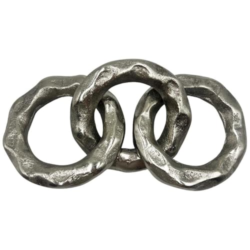 Pemberly Row 7" Handmade Aluminum Chain Sculpture, Nickel Finish, Modern Decorative Statuette, Lightweight Home Accent for Living Room, Bedroom, or Dining Room Decor