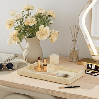 Decorative Natural Marble Vanity Trays,11.8x7.9x1.2in,Travertine - color: Travertine